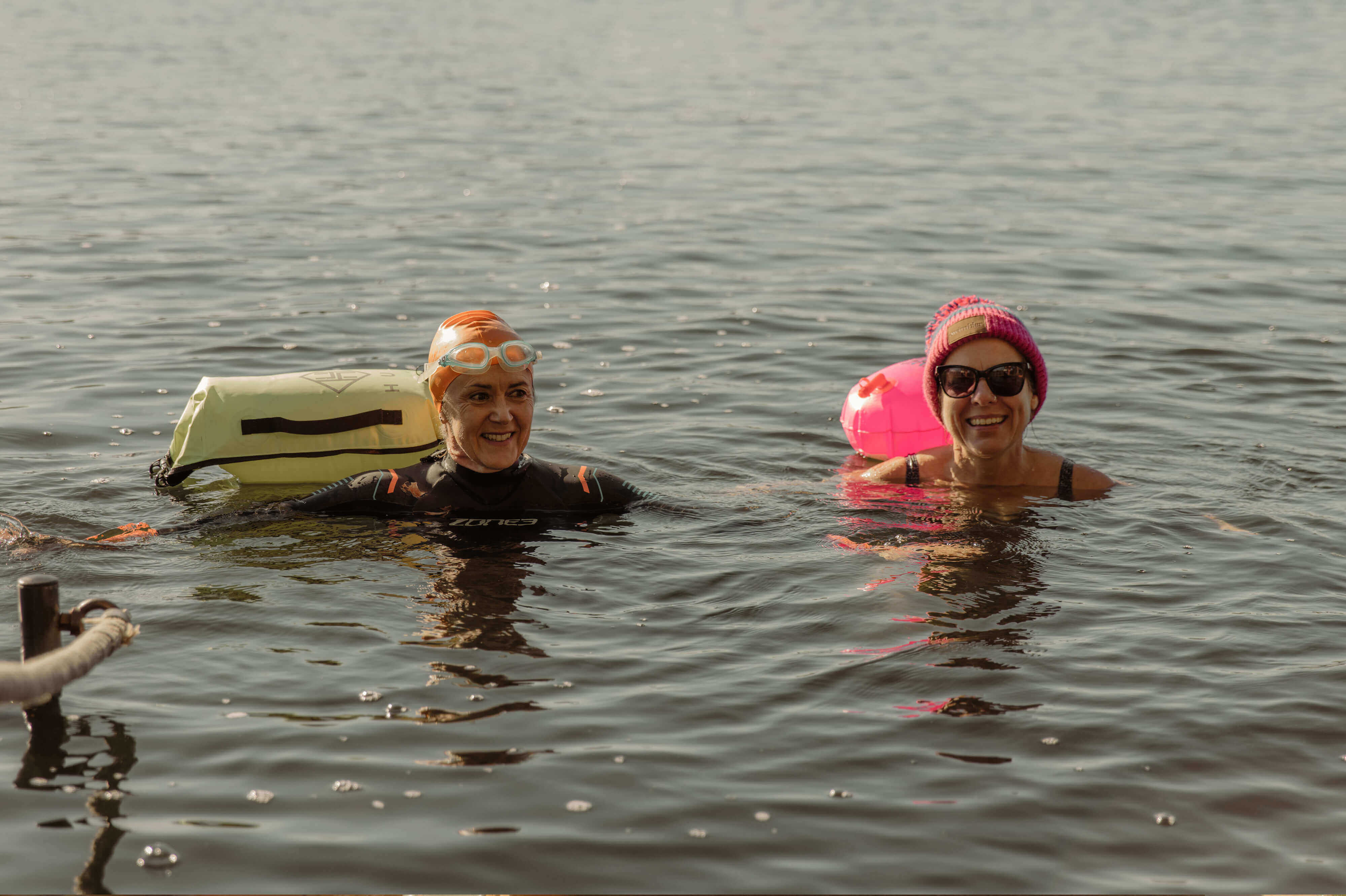 Open water swimming in Pickmere Lake